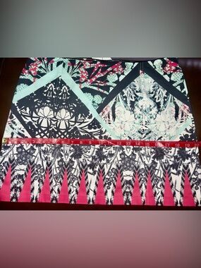 Kenneth Cole Mint, Black and Pink Floral Print Skirt